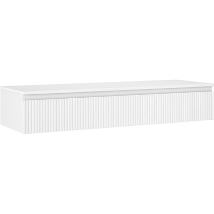 Mexen Rivel, fürdőszobaszekrény mosdó alá 140 cm felső résszel, 1 fiókkal, rovátkolt, matt fehér, 91A20-14023-1-BFC01