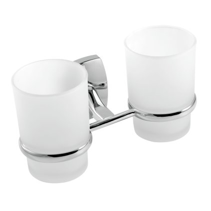 Novaservis - Dupla fogkefe és fogkrém tartó üveg Orpheus króm, 6957.0