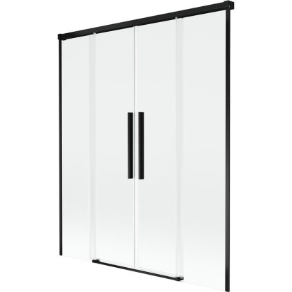 Mexen Rox, kétszárnyú tolóajtós kádparaván 160 x 150 cm, 8 mm-es átlátszó üveg, matt fekete profil, 8C9-160-002-70-00