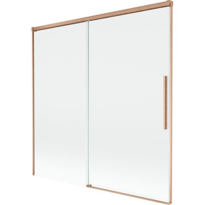 Mexen Rox, kétszárnyú tolóajtós kádparaván 160 x 150 cm, 8 mm-es átlátszó üveg, matt réz profil, 8C9-160-001-65-00