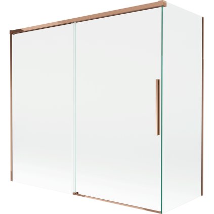 Mexen Rox, kétszárnyú tolóajtós kádparaván 170 + 70 x 150 cm, 8 mm-es átlátszó üveg, rozéarany profil, 8C9-170-070-60-00