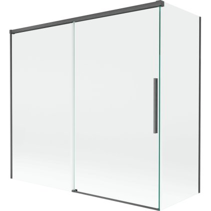 Mexen Rox, kétszárnyú tolóajtós kádparaván 170 + 75 x 150 cm, 8 mm-es átlátszó üveg, szálcsiszolt grafit profil, 8C9-170-075-66-00