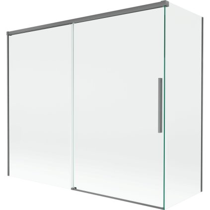 Mexen Rox, kétszárnyú tolóajtós kádparaván 180 + 90 x 150 cm, 8 mm-es átlátszó üveg, grafit profil, 8C9-180-090-95-00