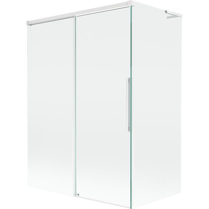 Mexen Rox, L tolóajtós, kétszárnyú kádparaván 120 + 70 x 150 cm, 8 mm-es átlátszó üveg, fehér profil, 8C9L-120-070-20-00