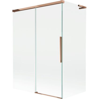 Mexen Rox, L tolóajtós, kétszárnyú kádparaván 120 + 70 x 150 cm, 8 mm-es átlátszó üveg, rozéarany profil, 8C9L-120-070-60-00