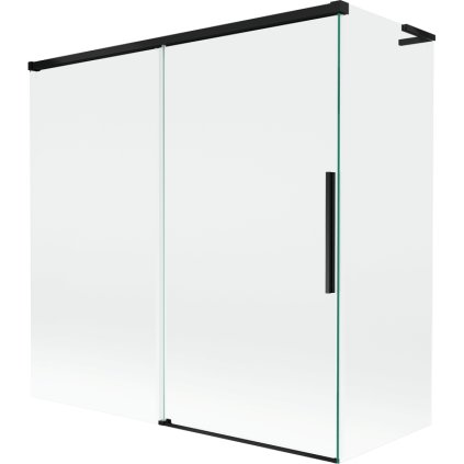 Mexen Rox, L tolóajtós, kétszárnyú kádparaván 160 + 70 x 150 cm, 8 mm-es átlátszó üveg, matt fekete profil, 8C9L-160-070-70-00