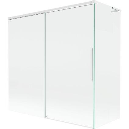 Mexen Rox, L tolóajtós, kétszárnyú kádparaván 160 + 75 x 150 cm, 8 mm-es átlátszó üveg, fehér profil, 8C9L-160-075-20-00