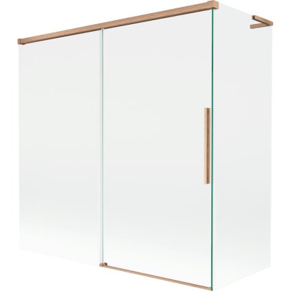 Mexen Rox, L tolóajtós, kétszárnyú kádparaván 160 + 80 x 150 cm, 8 mm-es átlátszó üveg, matt réz profil, 8C9L-160-080-65-00