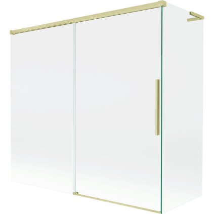Mexen Rox, L tolóajtós, kétszárnyú kádparaván 170 + 80 x 150 cm, 8 mm-es átlátszó üveg, matt arany profil, 8C9L-170-080-55-00