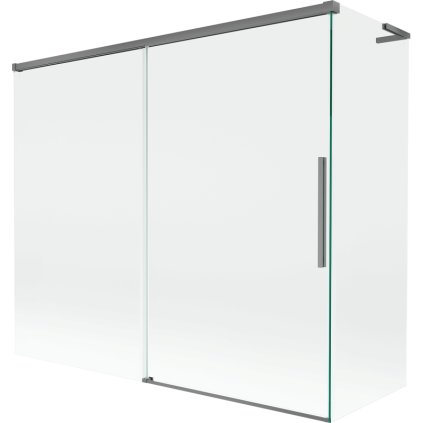 Mexen Rox, L tolóajtós, kétszárnyú kádparaván 180 + 90 x 150 cm, 8 mm-es átlátszó üveg, grafit profil, 8C9L-180-090-95-00
