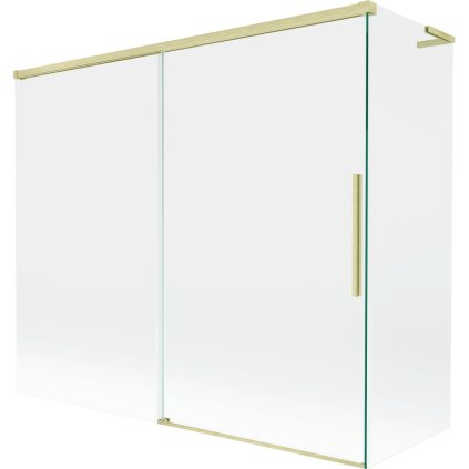 Mexen Rox, L tolóajtós, kétszárnyú kádparaván 180 + 90 x 150 cm, 8 mm-es átlátszó üveg, matt arany profil, 8C9L-180-090-55-00