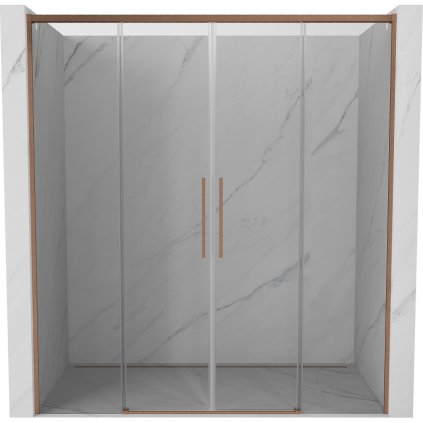 Mexen Rox, tolóajtó zuhanykabinhoz 200 cm, 8 mm-es átlátszó üveg, matt réz profil, 8C2-200-002-65-00