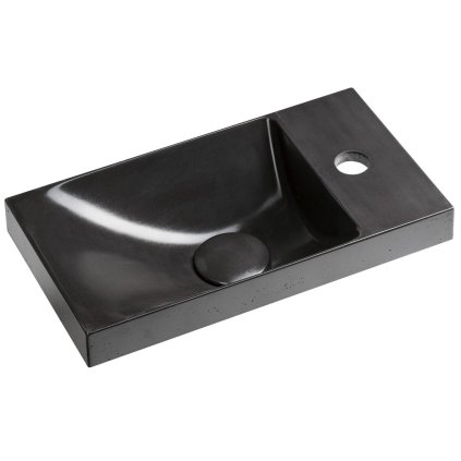 Sapho, AGOS beton mosdó 40x22cm, bal/jobb, antracit fényes felület, AS40016