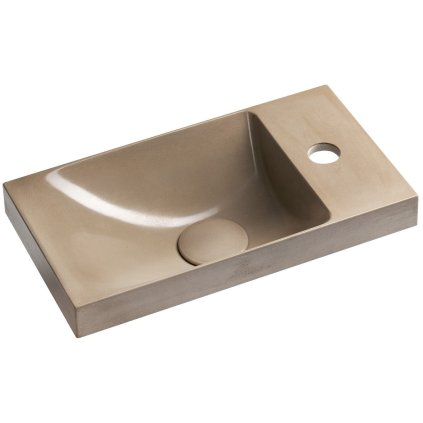 Sapho, AGOS beton mosdó 40x22cm, bal/jobb, homokszínű fényes felület, AS40014