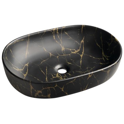 Sapho, CALEO kerámia mosdó pultra szerelhető, 60x42cm, portoro márvány, CA590PT