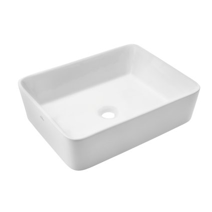 Invena Nyks, kerámia pultra szerelhető mosdó 485x375x135 mm, fényes fehér, INV-CE-11-001-C