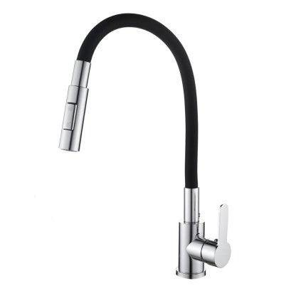 Gamma Flex 4000, álló mosogatócsaptelep flexibilis karral, 2 funkciós kifolyóval, fekete-króm, GMA-BFX-4000CH