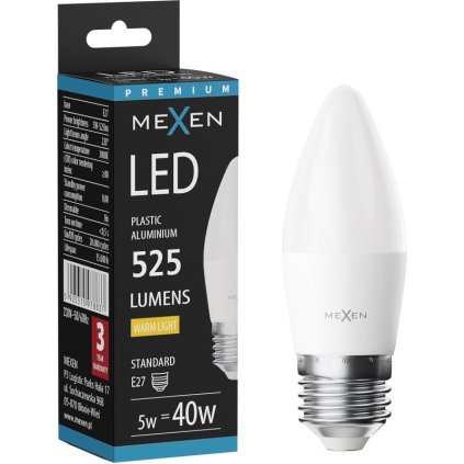 Mexen Nova, LED izzó E14, C37, 5W, Meleg - 3000K, 525 lm - L102-E14-0530-01