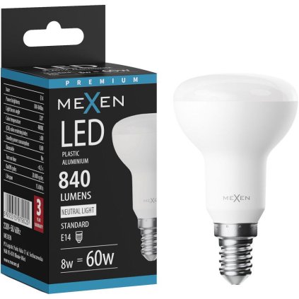 Mexen Nova, LED izzó E14, R50, 8W, Semleges - 4000K, 840 lm - L103-E14-0840-01