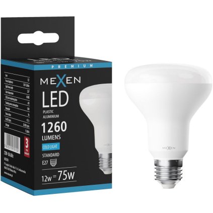 Mexen Nova, LED izzó E27, R80, 12W, Hideg - 6500K, 1260 lm - L105-E27-1265-01
