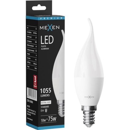 Mexen Nova, LED lángizzó E14, C37, 10W, Meleg - 3000K, 1055 lm - L106-E14-1030-01