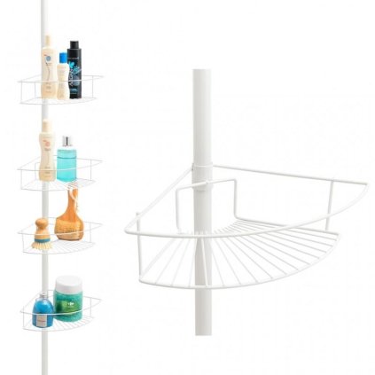 Erga Scopic, sarok teleszkópos zuhanyrúd 4 polccal XL, matt fehér, ERG-YKA-CH.SCOPIC-XL-WHT