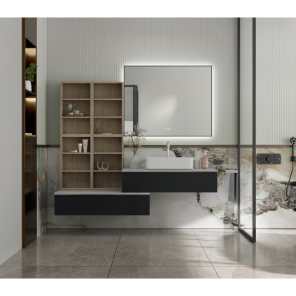 ErgaMeganLEDzrkadlo100x80cmCiernyRam 1