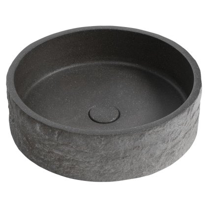 Sapho, ISPIR beton mosdó lefolyóval, 40 cm, fekete gránit, AR476