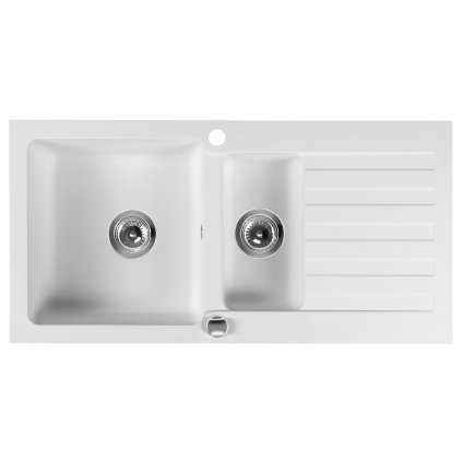 Sapho, Beépített gránit mosogató csepptálcával és tálcával, 96x48 cm, fehér, GR1331