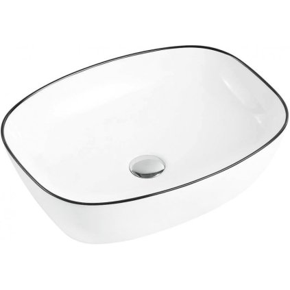 Mexen LITA mosdó, 49x37 cm, fehér / fekete él, 22124907