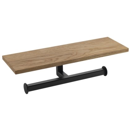 Sapho, SKA dupla WC papír tartó polccal 30x8x10cm, fekete matt / tölgy, SKA425