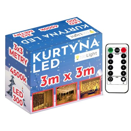 Tutumi, LED fényfüggöny 300 dióda 3x3m, meleg fehér 311334, CHR-06320