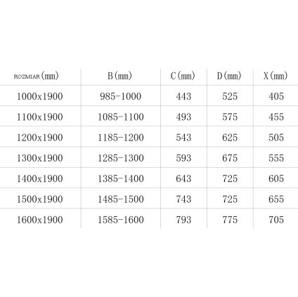 53191 1 mexen omega posuvne sprchove dvere do otvoru 160x190 cm 8mm cire sklo chromovy profil 825 160 000 01 00