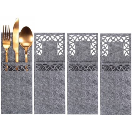 Tutumi, ünnepi evőeszköz huzat 4 db KF357-4B, szürke, CHR-09518