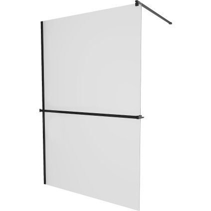 Mexen Kioto +, zuhany paraván polccal és törölközőtartóval 140 x 200 cm, 8 mm-es jegesedés üveg, fekete profil, 800-140-121-70-30