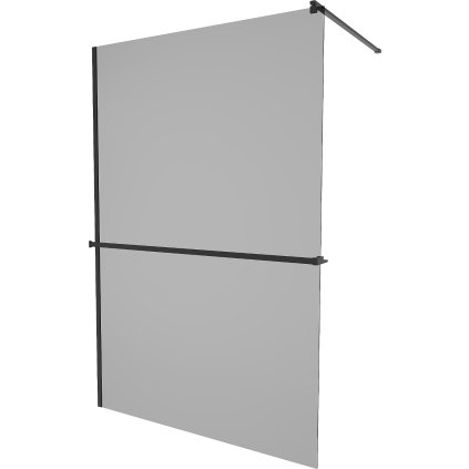 Mexen Kioto +, zuhany paraván polccal és törölközőtartóval 140 x 200 cm, 8mm szürke üveg, fekete profil, 800-140-121-70-40
