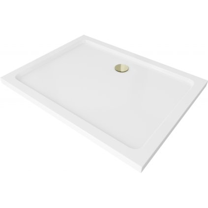 169443 3 mexen slim obdlznikova sprchova vanicka 130x100x5cm zlaty sifon biela 40101013g