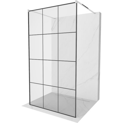 194076 2 mexen kioto priechodna sprchova zastena 110 x 200 cm 8mm sklo cire cierny vzor 2x chromova stabilizacna rozpera 800 110 002 01 77