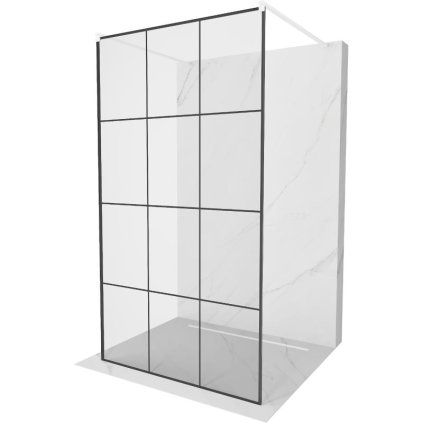 194721 4 mexen kioto priechodna sprchova zastena 120 x 200 cm 8mm sklo cire cierny vzor 2x biela stabilizacna rozpera 800 120 002 20 77