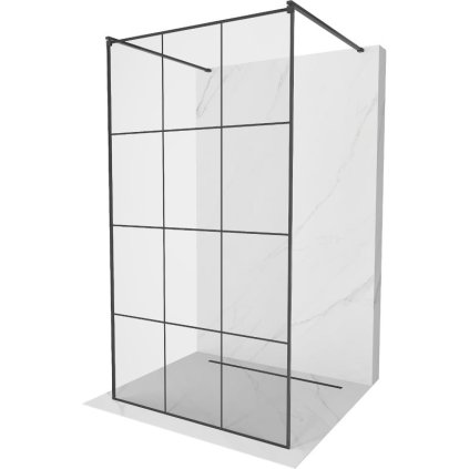 194124 4 mexen kioto priechodna sprchova zastena 120 x 200 cm 8mm sklo cire cierny vzor 2x cierna stabilizacna rozpera 800 120 002 70 77