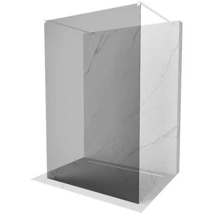 Mexen Kioto, átmenő zuhanyparaván 120 x 200 cm, grafit 8 mm, 2x fehér stabilizáló távtartó, 800-120-002-20-40