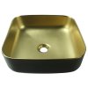 Invena Malaga, kerámia munkalap mosogató 39x39x14 cm, arany matt-fekete matt, INV-CE-39-017-C