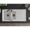 Mexen Andres, gránit mosogató 1000x500x200 mm, 1,5 kamrás, fehér, fekete szifonnal, 6515101510-20-B