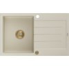 Mexen Bruno, gránit mosogató 795x495x200 mm, 1 kamrás, bézs, arany szifonnal, 6513791010-69-G