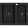 Mexen Carlos, gránit mosogató 582x475x177 mm, 1,5 kamrás, fekete, fekete szifonnal, 6518581500-77-B