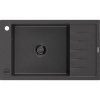 Mexen Elias, gránit mosogató gránit 795x480x200 mm, 1 kamrás, fekete pácok fekete szifonnal, 6511791005-76-B