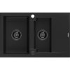 Mexen Gaspar, gránit mosogató 737x475x177 mm, 1,5 kamrás, fekete, fekete szifonnal, 6507731505-77-B