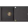 Mexen Leo, gránit mosogató 900x500x190 mm, 1 kamrás, fekete foltos arany szifonnal, 6501901010-76-G