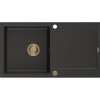 Mexen Leo, gránit mosogató 900x500x190 mm, 1 kamrás, fekete-arany metál arany szifonnal, 6501901010-75-G