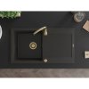 Mexen Leo, gránit mosogató 900x500x190 mm, 1 kamrás, fekete-arany metál arany szifonnal, 6501901010-75-G